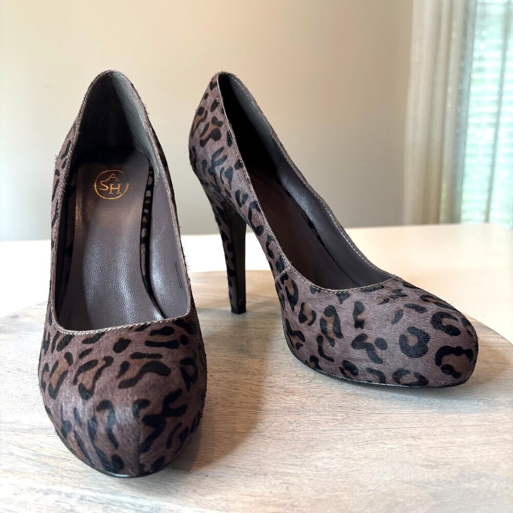 ASH Leopard Print Calf Hair Platform Pumps Stiletto Heels EU 41 US Size 10.5